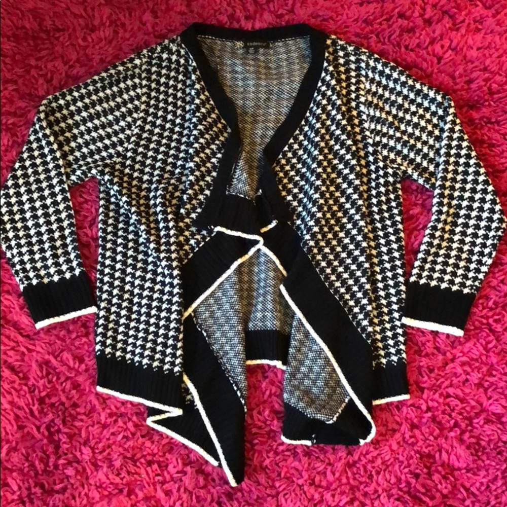 Comfy Houndstooth Waterfall Cardigan
